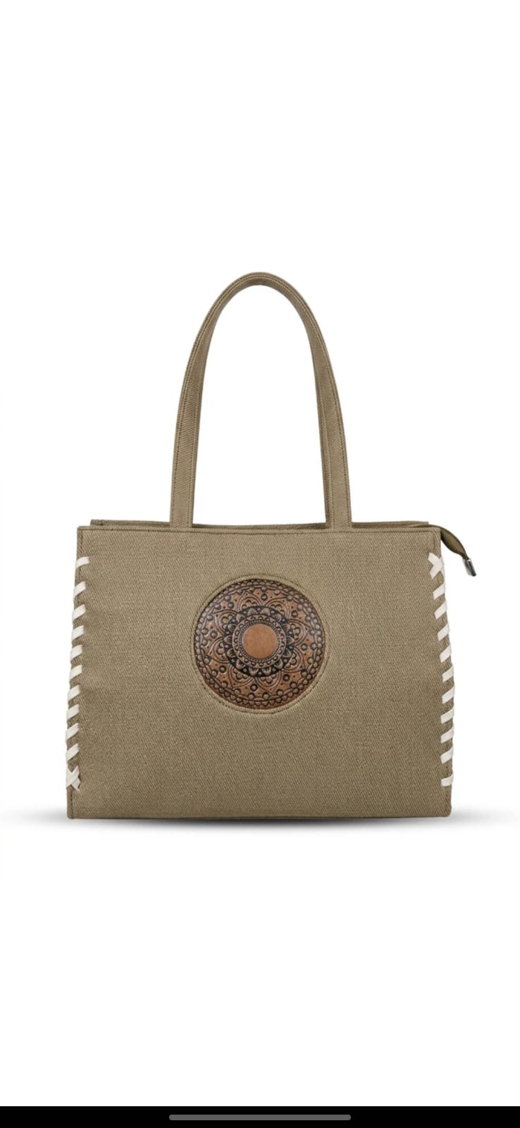 Olive Embroidered Tote by CarryVera