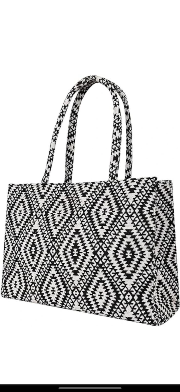 Monochrome Geometric Tote by CarryVera